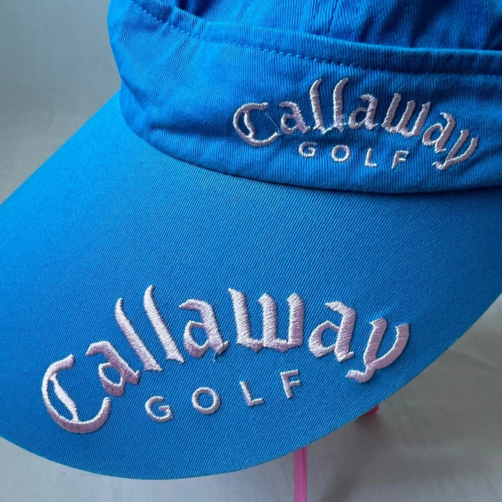 Golf Sun Visor Hat blue Removable crown Adjustable velcro cotton Embroidery